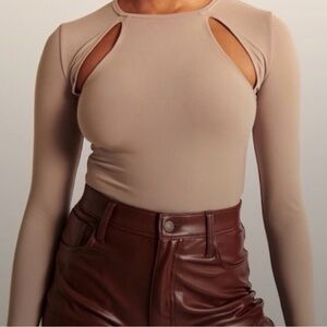 Abercrombie & Fitch Camel Cut-Out Bodysuit, size small
